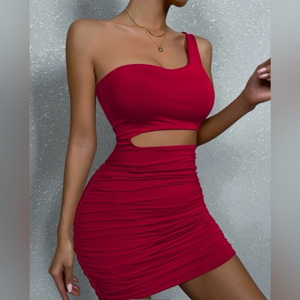 One shoulder cut out mini dress